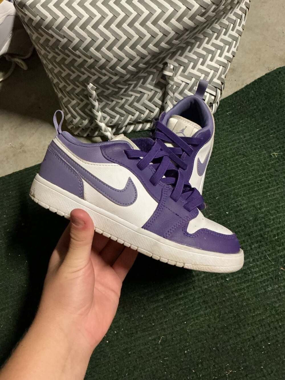 Nike Air Jordan 1 Low FlyEase Sky J Purple White Kids Shoes Size 2 Youth